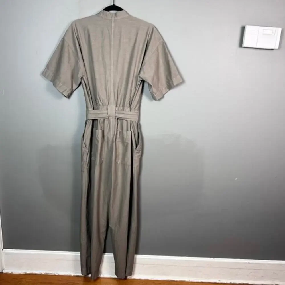 Everlane Short-sleeve Jumpsuit size 6 organic cotton boiler‎ suit workwear khaki